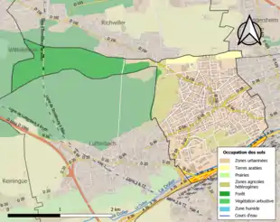 Carte en couleurs présentant l'occupation des sols.