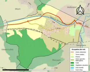 Carte en couleurs présentant l'occupation des sols.