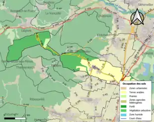 Carte en couleurs présentant l'occupation des sols.