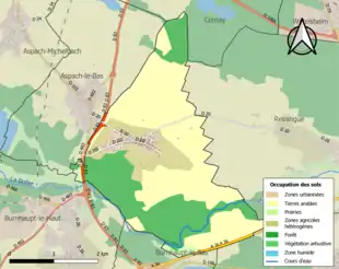 Carte en couleurs présentant l'occupation des sols.