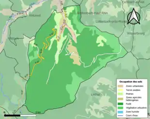 Carte en couleurs présentant l'occupation des sols.