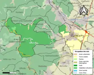 Carte en couleurs présentant l'occupation des sols.