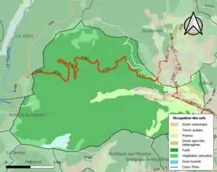 Carte en couleurs présentant l'occupation des sols.