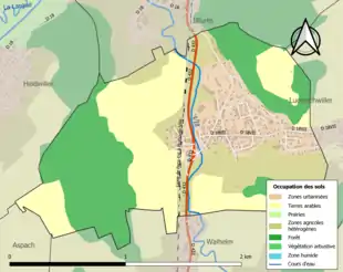 Carte en couleurs présentant l'occupation des sols.