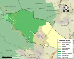 Carte en couleurs présentant l'occupation des sols.