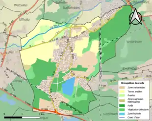 Carte en couleurs présentant l'occupation des sols.