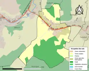 Carte en couleurs présentant l'occupation des sols.