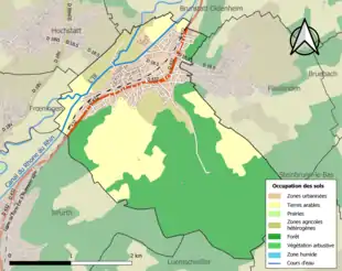 Carte en couleurs présentant l'occupation des sols.