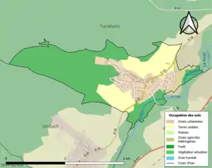 Carte en couleurs présentant l'occupation des sols.