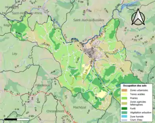 Carte en couleurs présentant l'occupation des sols.