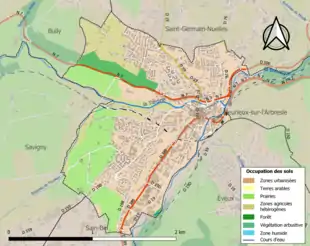 Carte en couleurs présentant l'occupation des sols.