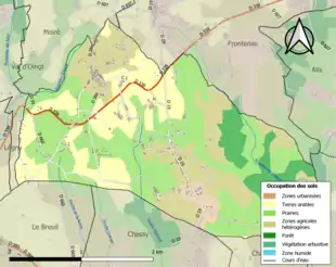 Carte en couleurs présentant l'occupation des sols.