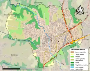 Carte en couleurs présentant l'occupation des sols.