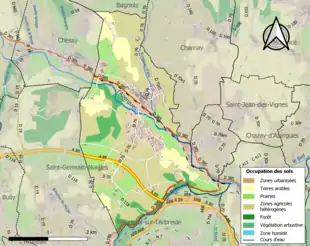 Carte en couleurs présentant l'occupation des sols.