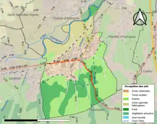 Carte en couleurs présentant l'occupation des sols.