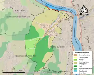 Carte en couleurs présentant l'occupation des sols.