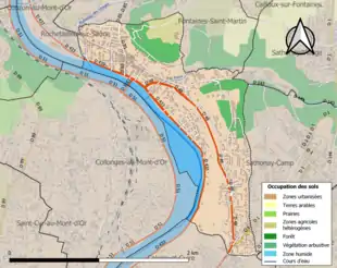 Carte en couleurs présentant l'occupation des sols.