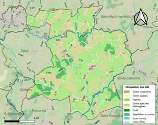 Carte en couleurs présentant l'occupation des sols.