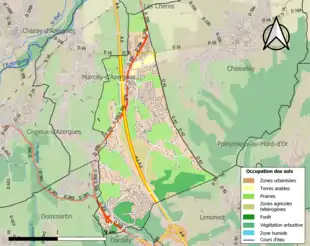 Carte en couleurs présentant l'occupation des sols.