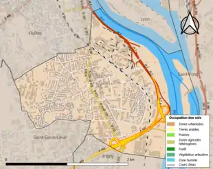 Carte en couleurs présentant l'occupation des sols.