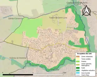 Carte en couleurs présentant l'occupation des sols.