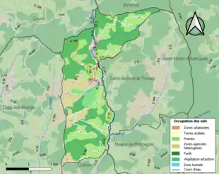 Carte en couleurs présentant l'occupation des sols.