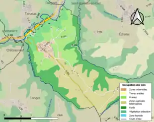 Carte en couleurs présentant l'occupation des sols.