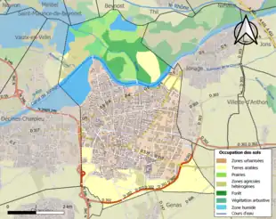 Carte en couleurs présentant l'occupation des sols.