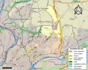 Carte en couleurs présentant l'occupation des sols.