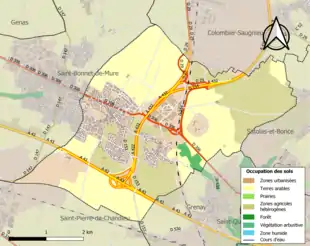 Carte en couleurs présentant l'occupation des sols.