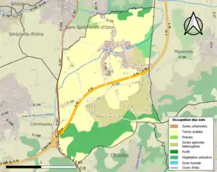 Carte en couleurs présentant l'occupation des sols.