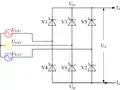 montage triphasé à 6 thyristors sans inductance