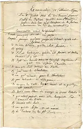 6e interrogatoire de Catillon à Corbières, le 5 juillet 1731 à Corbières