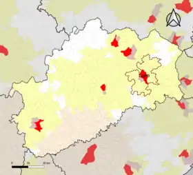 Localisation de l'aire d'attraction de Lure dans le département de la Haute-Saône.