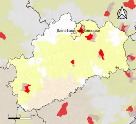 Localisation de l'aire d'attraction de Saint-Loup-sur-Semouse dans le département de la Haute-Saône.