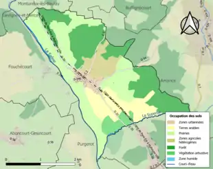 Carte en couleurs présentant l'occupation des sols.