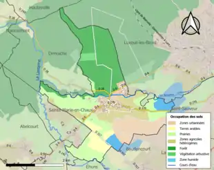 Carte en couleurs présentant l'occupation des sols.