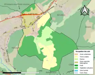 Carte en couleurs présentant l'occupation des sols.