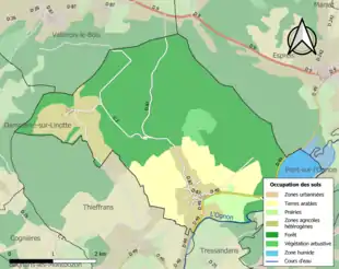 Carte en couleurs présentant l'occupation des sols.