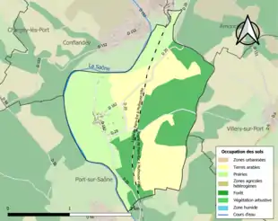 Carte en couleurs présentant l'occupation des sols.