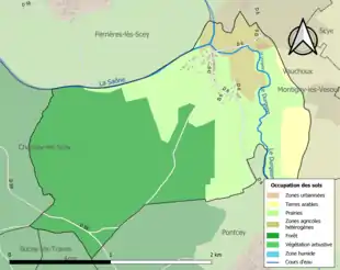 Carte en couleurs présentant l'occupation des sols.