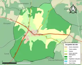 Carte en couleurs présentant l'occupation des sols.