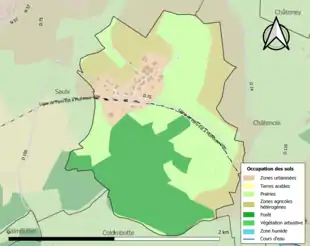 Carte en couleurs présentant l'occupation des sols.