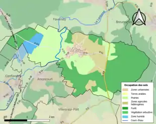 Carte en couleurs présentant l'occupation des sols.