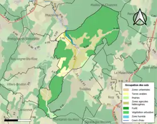 Carte en couleurs présentant l'occupation des sols.