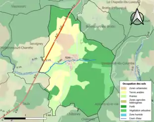 Carte en couleurs présentant l'occupation des sols.