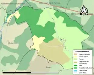 Carte en couleurs présentant l'occupation des sols.