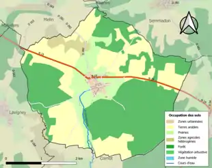 Carte en couleurs présentant l'occupation des sols.