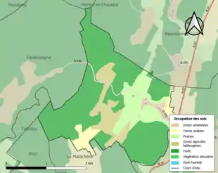 Carte en couleurs présentant l'occupation des sols.