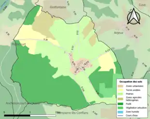 Carte en couleurs présentant l'occupation des sols.